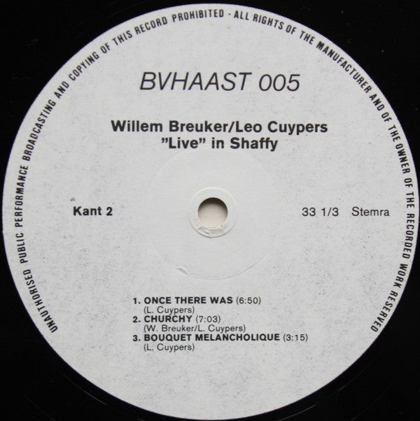 Leo Cuypers / Willem Breuker : Live In Shaffy (LP, Album, RP)
