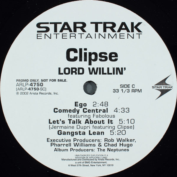 Buy Clipse : Lord Willin' (2xLP, Album, Promo, Cle) Vinyl Online For A ...